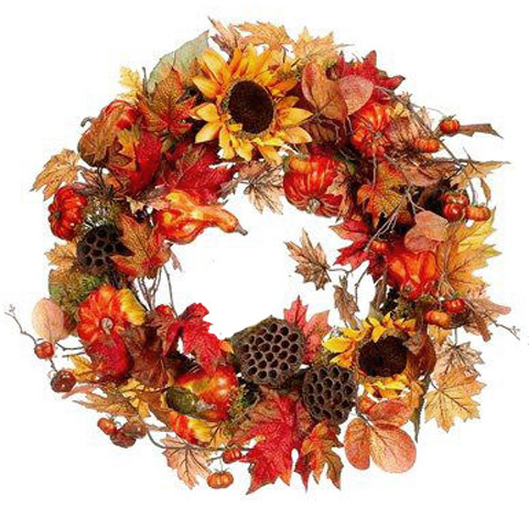 (image for) Fall Wreaths | Pumpkin Sunflower WR4649 - Out of Stock TEXT_CLOSE_WINDOW